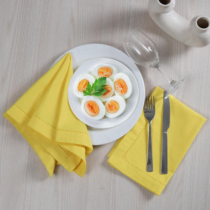 Cotton Cloth Napkins Set of 12, 18x18 Cotton Napkin Cloth Washable, Soft, Reusable Napkins for Wedding, Parties, Christmas, Thanksgiving, Everyday Use (Yellow)
