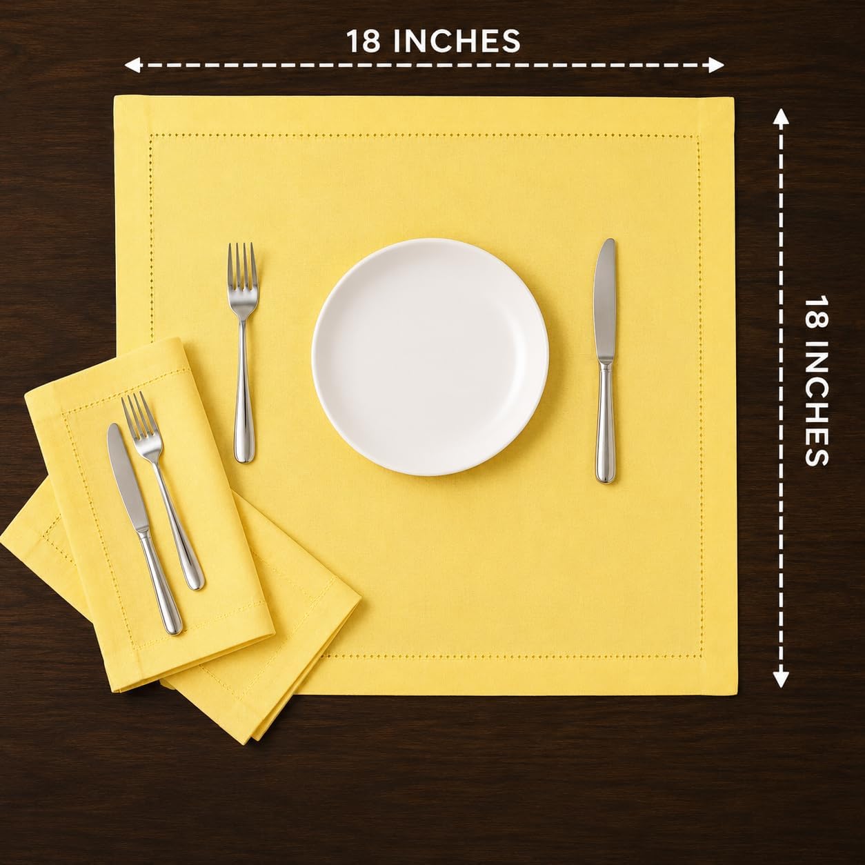 Cotton Cloth Napkins Set of 12, 18x18 Cotton Napkin Cloth Washable, Soft, Reusable Napkins for Wedding, Parties, Christmas, Thanksgiving, Everyday Use (Yellow)