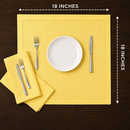Cotton Cloth Napkins Set of 12, 18x18 Cotton Napkin Cloth Washable, Soft, Reusable Napkins for Wedding, Parties, Christmas, Thanksgiving, Everyday Use (Yellow)
