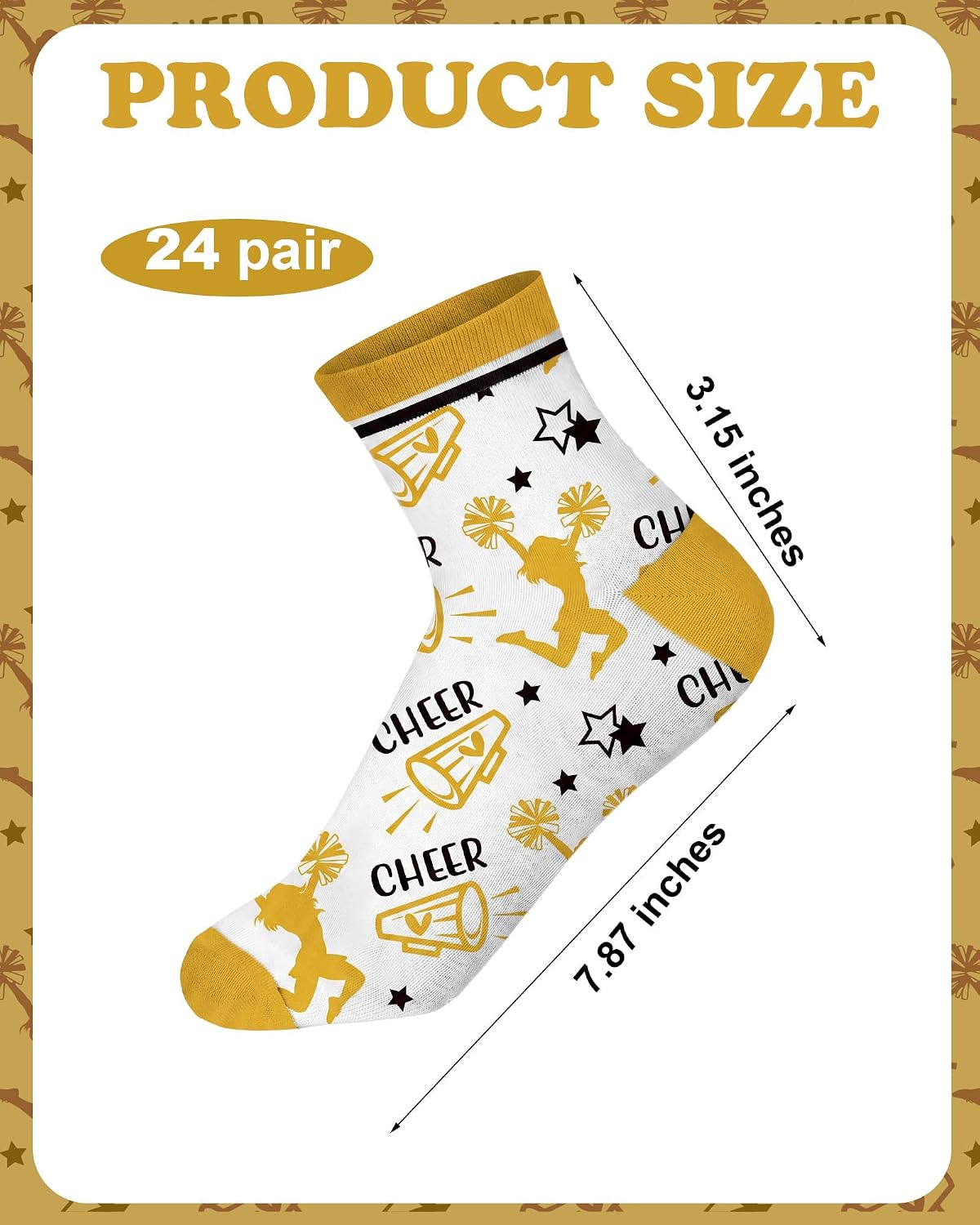24 Pairs Ankle Cheer Socks Cheerleading Team Cheerleader Socks for Women Girls Cheer Accessories Gifts