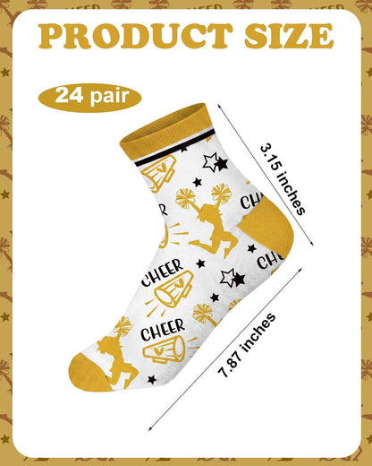 24 Pairs Ankle Cheer Socks Cheerleading Team Cheerleader Socks for Women Girls Cheer Accessories Gifts
