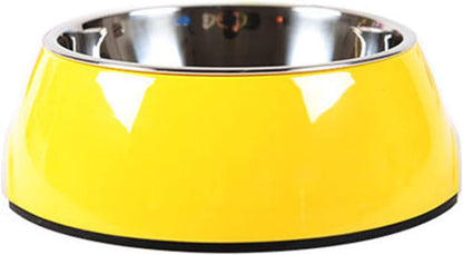 Pet Bowls Stainless Steel Dog Cat Pet Bowl Universal Pet Water and Food Bowls 4 Sizes and 5 Colors Available (S, Yellow)