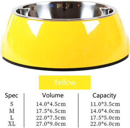 Pet Bowls Stainless Steel Dog Cat Pet Bowl Universal Pet Water and Food Bowls 4 Sizes and 5 Colors Available (S, Yellow)