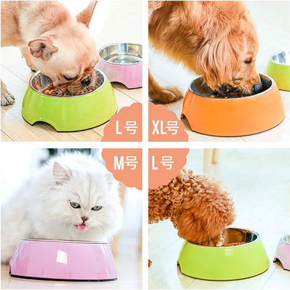 Pet Bowls Stainless Steel Dog Cat Pet Bowl Universal Pet Water and Food Bowls 4 Sizes and 5 Colors Available (S, Yellow)
