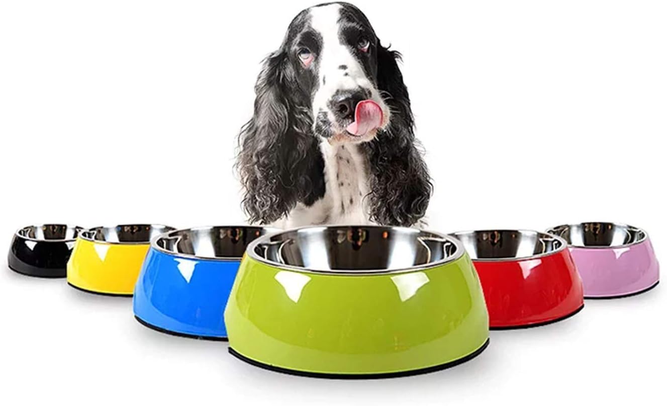 Pet Bowls Stainless Steel Dog Cat Pet Bowl Universal Pet Water and Food Bowls 4 Sizes and 5 Colors Available (S, Yellow)