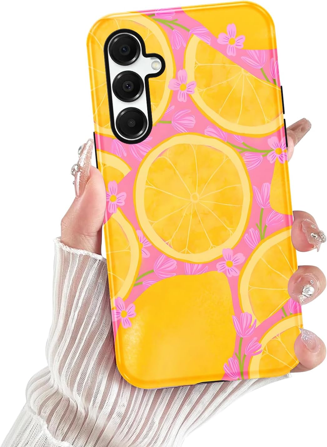 Summer Case for Samsung Galaxy A16 5G Cute Lemons, Aesthetic Flower Fruits Pattern Floral Design Phone Cover, Soft TPU Hard PC Shockproof Protective Shell for Samsung A16 5G 6,7"