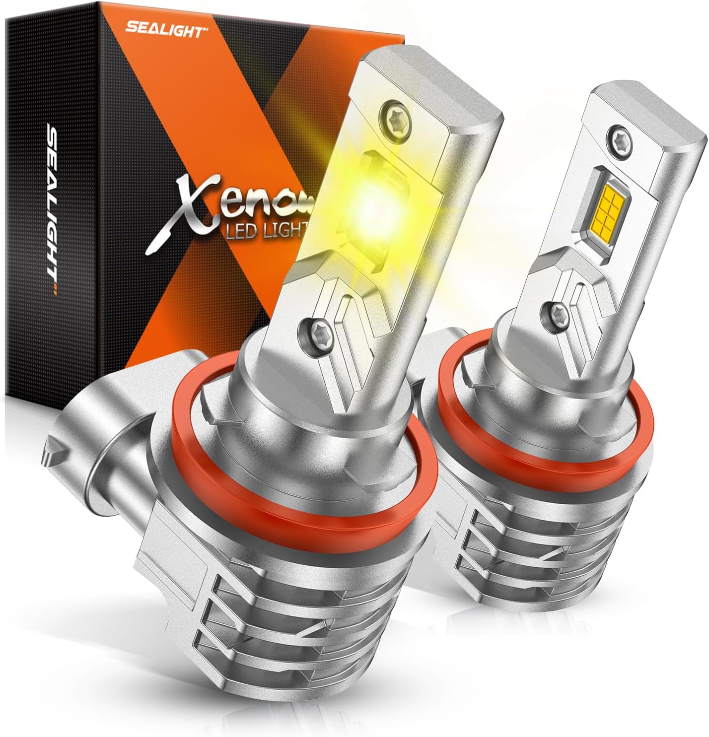 H11 LED Fog Lights Bulbs Yellow or DRL 16000LM Brightness, H16/H8 Fog Lamps 3000K Amber Light Strong Penetration, 2024 Upgrade Liquid-cooled Copper Tubing H16 Fog Lights for Truck, Pack of 2