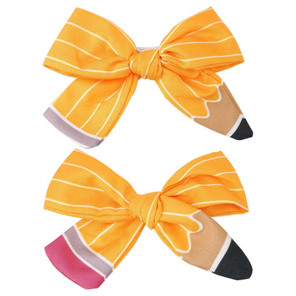 1Pair Back to School Pencil Hair Bows Clips for Girls | Yellow Pencil Hair Bows Accessories for First Day of School Outfits