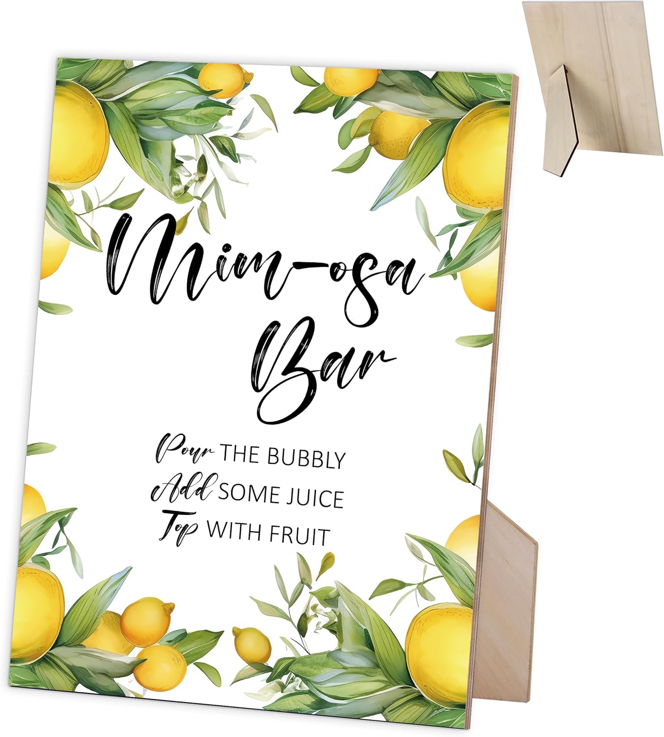 Citrus Lemon Mimosa Bar Sign,Lemon Mimosa Bar Decor,for Wedding Reception & Event Party,Table Centerpieces for Party Event,Bridal Shower Decor,Wedding Party Sign,Wood Signage With Stand,19