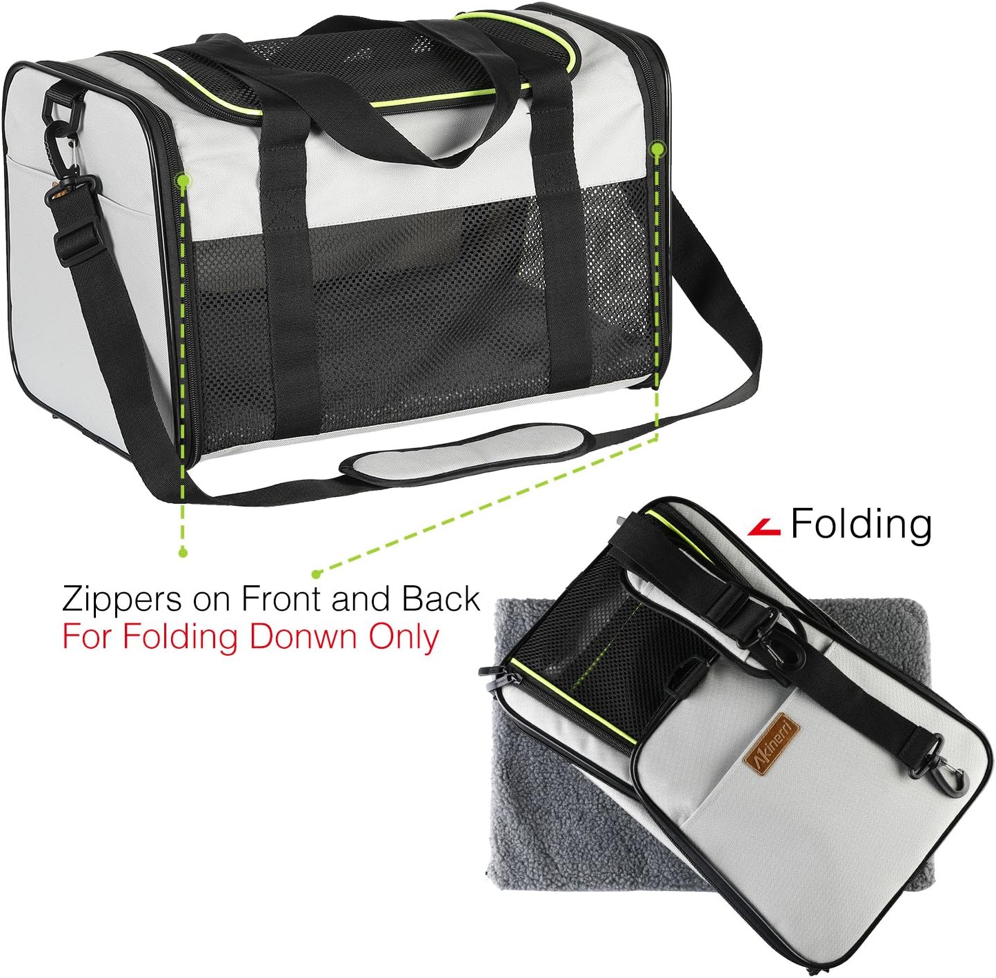 Cat Carrier - Portable Foldable Dog Pet Carrier, Soft-Sided Pet Bag up to 15 Lbs, Airline Approved Travel Puppy Carrier