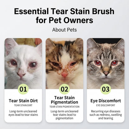 Pet Face Grooming Kit, Curved Tear Stain Comb with Fine Teeth, Round-Tip Safety Scissors, Cat Ear Design, for Dogs and Cats, Yellow, 2-Piece Set (Vibrant Yellow, cat)