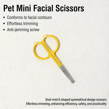 Pet Face Grooming Kit, Curved Tear Stain Comb with Fine Teeth, Round-Tip Safety Scissors, Cat Ear Design, for Dogs and Cats, Yellow, 2-Piece Set (Vibrant Yellow, cat)