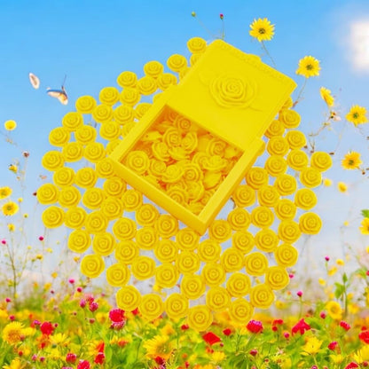 50pcs 3D Printed Sunflower Yellow Rose Detailed Carved Flower Loose Beads for Jewelry Making DIY (Sunflower Yellow)