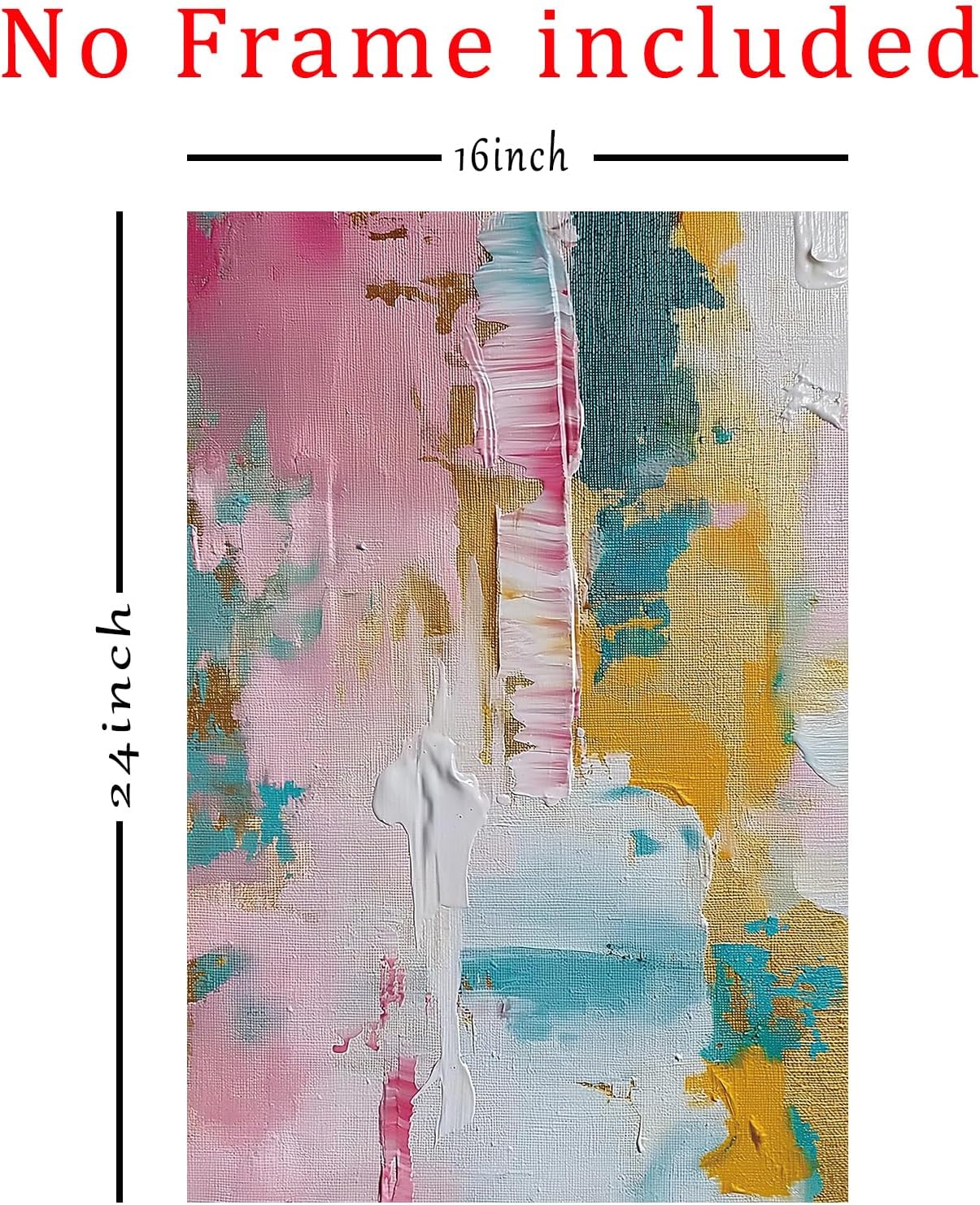 Colorful Abstract Wall Art - Pink, Teal, and Pastel Yellow Painting - Color Block Prints on Canvas - 16x24 Inch x2 Frameless
