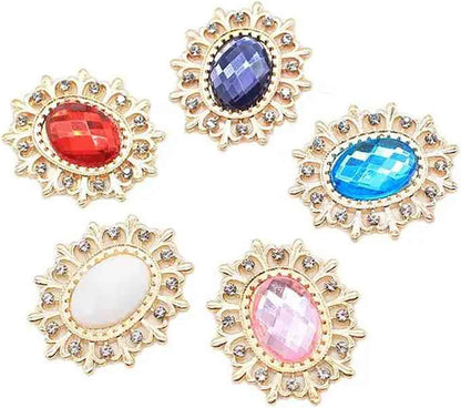 5PCS 28 * 25MM Rhinestone Buttons for Needlework Sewing Flatback Embellishments Decorative Button for Clothing DIY Manualidades Wedding Accessories Decorative