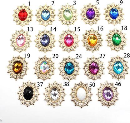 5PCS 28 * 25MM Rhinestone Buttons for Needlework Sewing Flatback Embellishments Decorative Button for Clothing DIY Manualidades Wedding Accessories Decorative