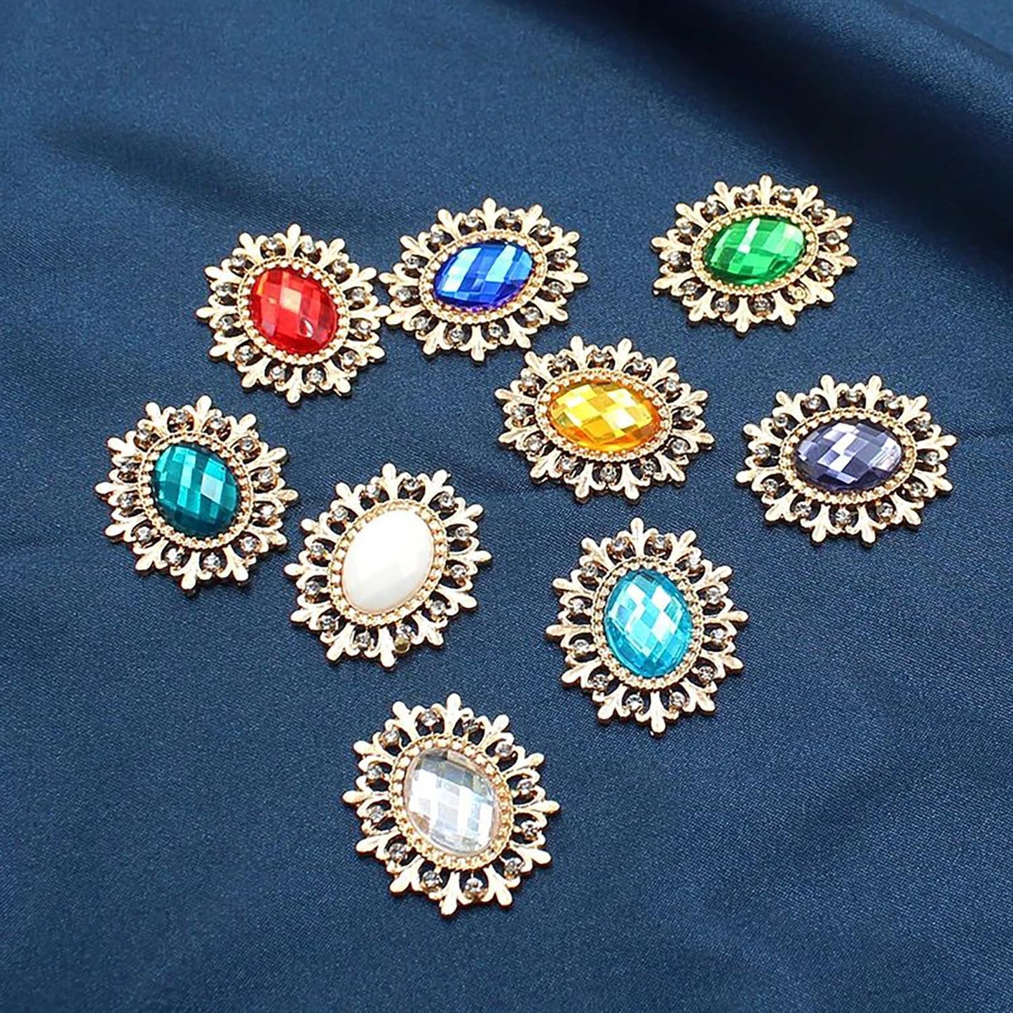 5PCS 28 * 25MM Rhinestone Buttons for Needlework Sewing Flatback Embellishments Decorative Button for Clothing DIY Manualidades Wedding Accessories Decorative