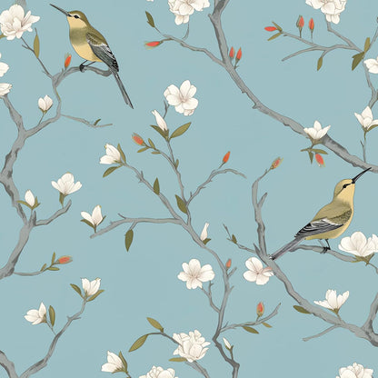 Birds on Lemons Tree Peel and Stick Wallpaper 17.4" x 118" | Renter Friendly, Removable & Waterproof, Vinyl Easy Install for Bedrooms, Bathrooms, Kitchens, Cabinets and Home Decor