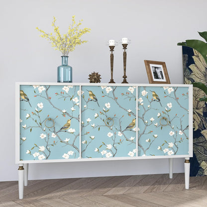 Birds on Lemons Tree Peel and Stick Wallpaper 17.4" x 118" | Renter Friendly, Removable & Waterproof, Vinyl Easy Install for Bedrooms, Bathrooms, Kitchens, Cabinets and Home Decor