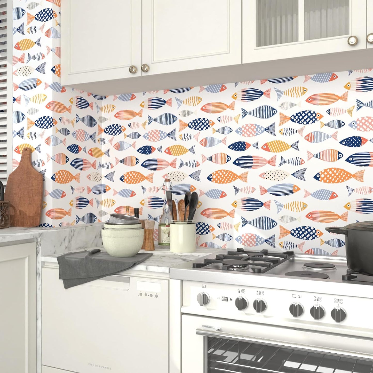Birds on Lemons Tree Peel and Stick Wallpaper 17.4" x 118" | Renter Friendly, Removable & Waterproof, Vinyl Easy Install for Bedrooms, Bathrooms, Kitchens, Cabinets and Home Decor