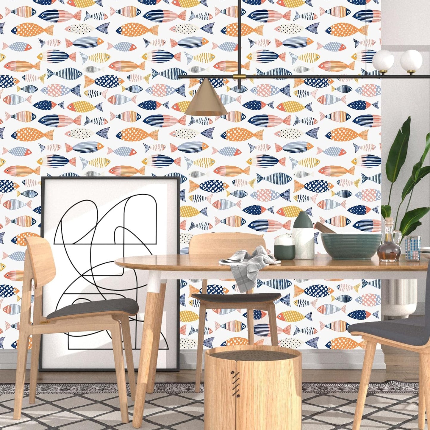 Birds on Lemons Tree Peel and Stick Wallpaper 17.4" x 118" | Renter Friendly, Removable & Waterproof, Vinyl Easy Install for Bedrooms, Bathrooms, Kitchens, Cabinets and Home Decor