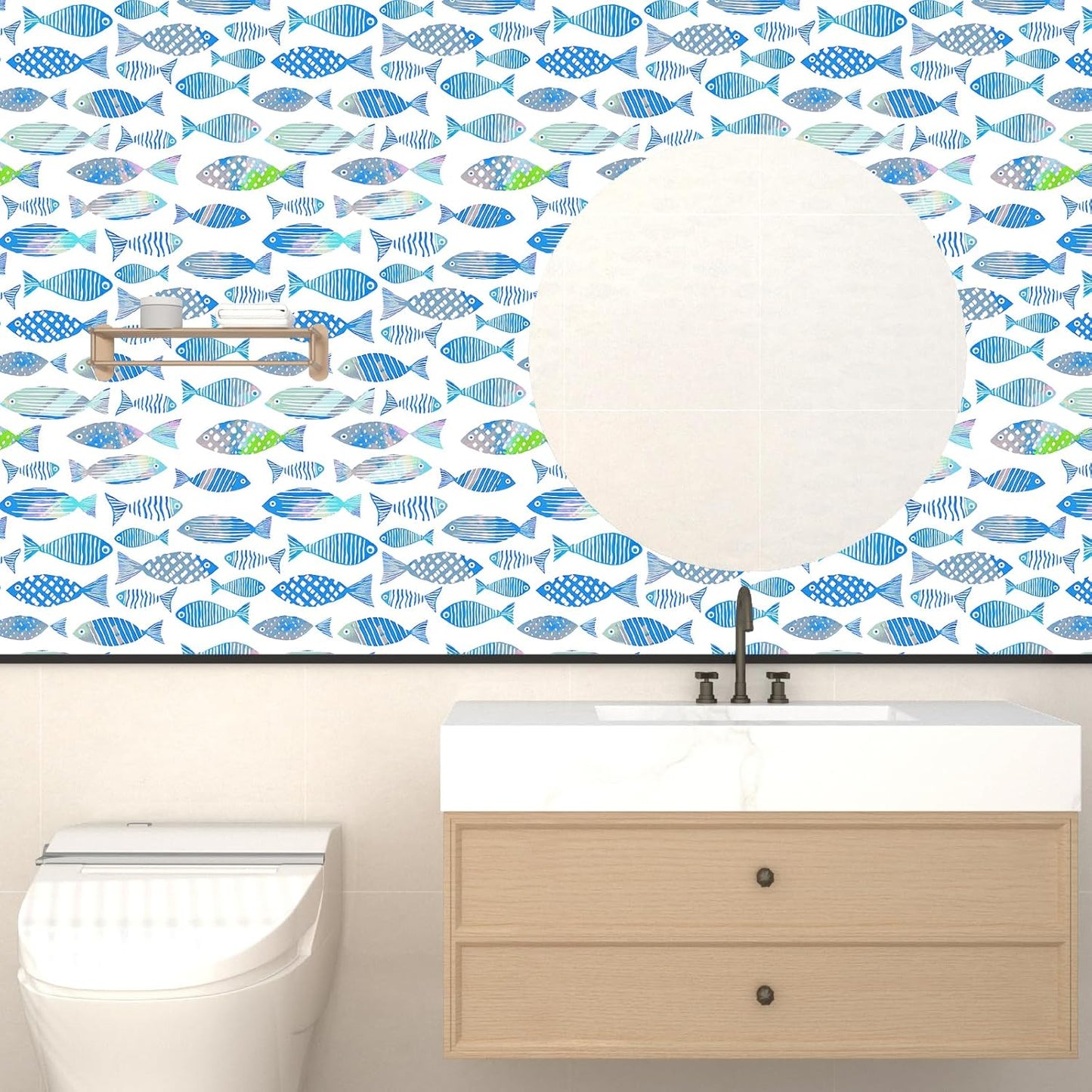 Birds on Lemons Tree Peel and Stick Wallpaper 17.4" x 118" | Renter Friendly, Removable & Waterproof, Vinyl Easy Install for Bedrooms, Bathrooms, Kitchens, Cabinets and Home Decor