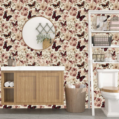 Birds on Lemons Tree Peel and Stick Wallpaper 17.4" x 118" | Renter Friendly, Removable & Waterproof, Vinyl Easy Install for Bedrooms, Bathrooms, Kitchens, Cabinets and Home Decor