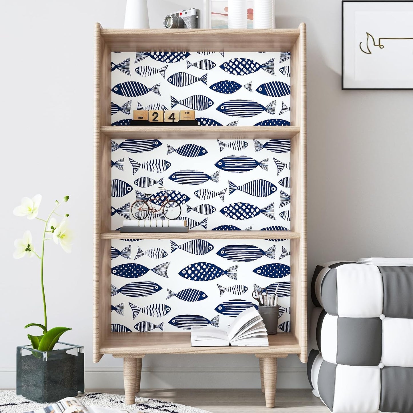 Birds on Lemons Tree Peel and Stick Wallpaper 17.4" x 118" | Renter Friendly, Removable & Waterproof, Vinyl Easy Install for Bedrooms, Bathrooms, Kitchens, Cabinets and Home Decor
