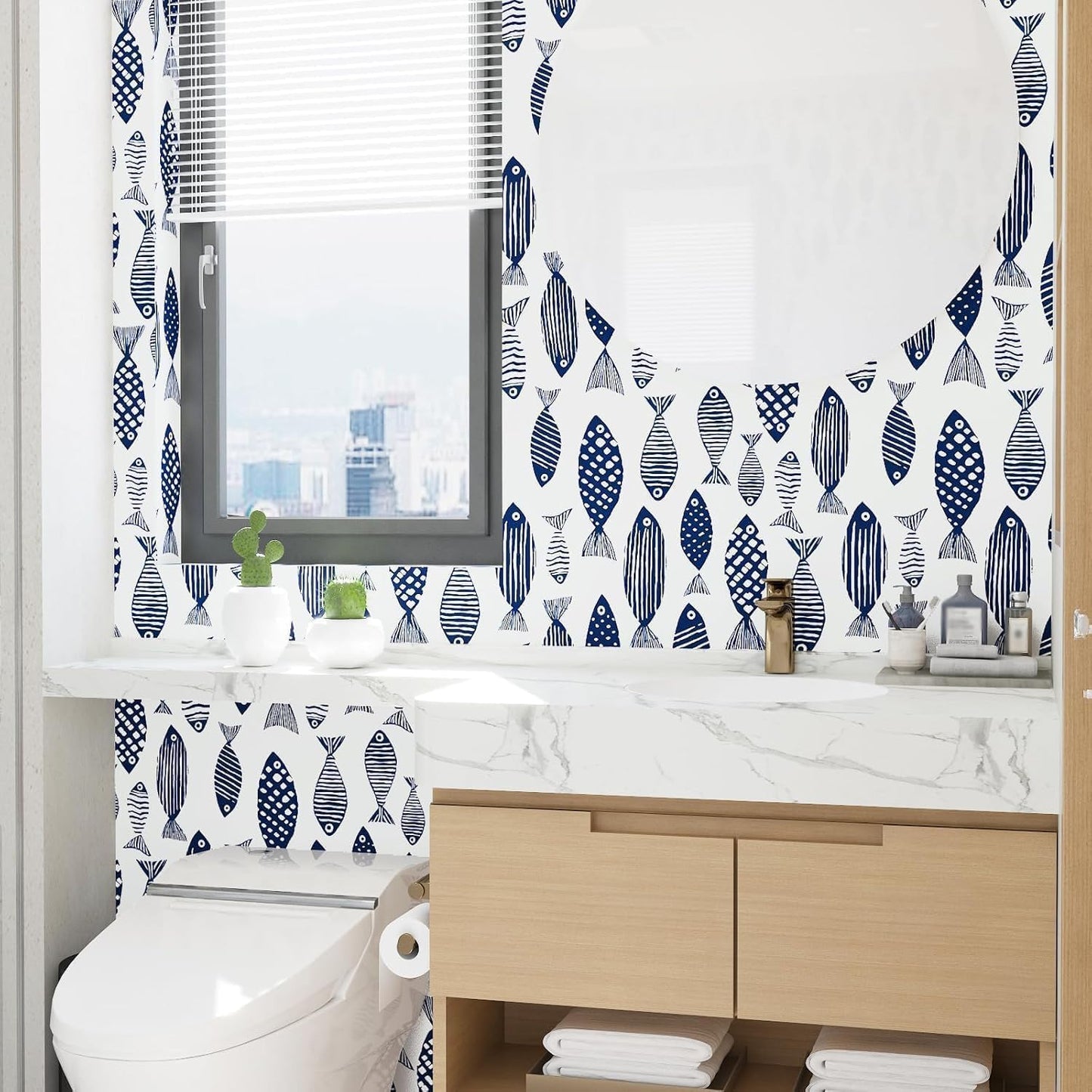 Birds on Lemons Tree Peel and Stick Wallpaper 17.4" x 118" | Renter Friendly, Removable & Waterproof, Vinyl Easy Install for Bedrooms, Bathrooms, Kitchens, Cabinets and Home Decor