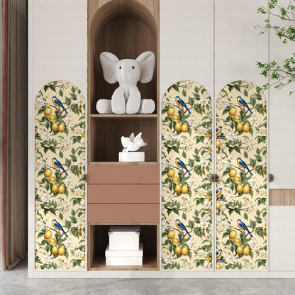 Birds on Lemons Tree Peel and Stick Wallpaper 17.4" x 118" | Renter Friendly, Removable & Waterproof, Vinyl Easy Install for Bedrooms, Bathrooms, Kitchens, Cabinets and Home Decor