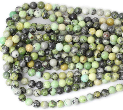 60PCS 6mm Natural Yellow Lemon Jade Gemstone Round Loose Beads for Jewelry Making DIY Findings 1 Strand 15"