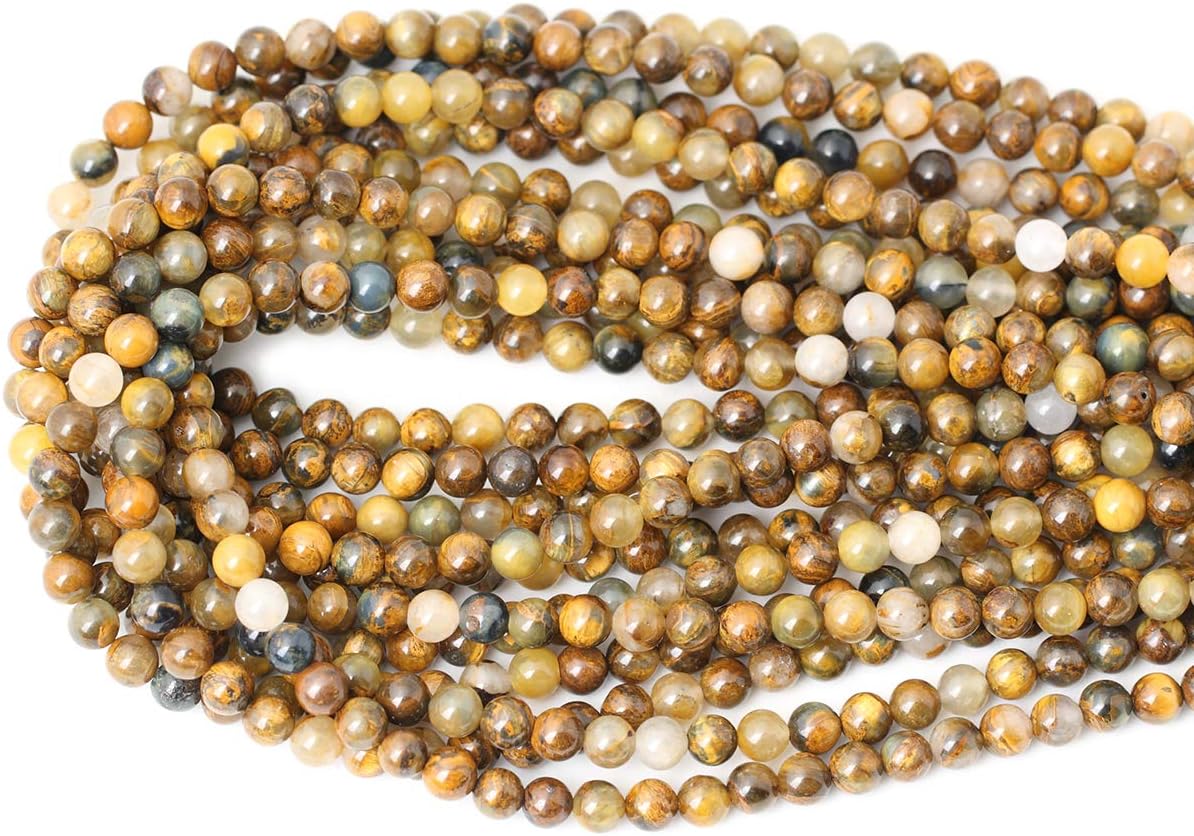 60PCS 6mm Natural Yellow Lemon Jade Gemstone Round Loose Beads for Jewelry Making DIY Findings 1 Strand 15"