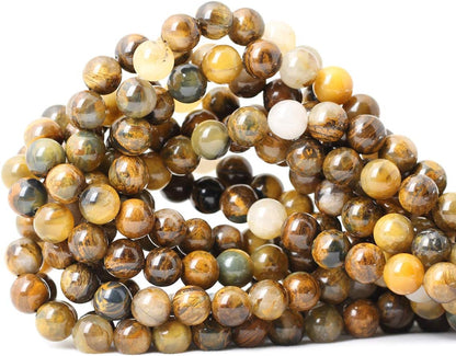 60PCS 6mm Natural Yellow Lemon Jade Gemstone Round Loose Beads for Jewelry Making DIY Findings 1 Strand 15"