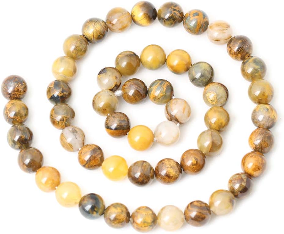 60PCS 6mm Natural Yellow Lemon Jade Gemstone Round Loose Beads for Jewelry Making DIY Findings 1 Strand 15"