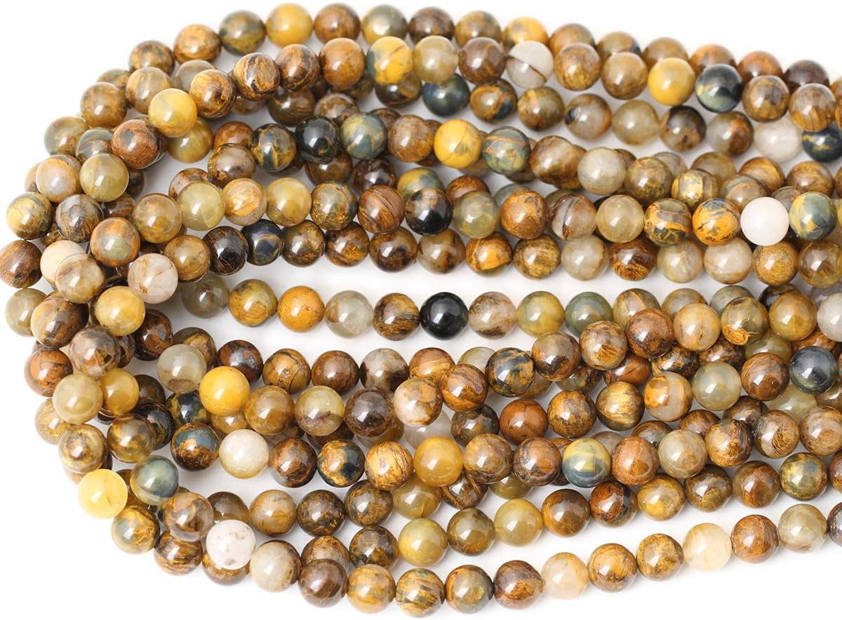60PCS 6mm Natural Yellow Lemon Jade Gemstone Round Loose Beads for Jewelry Making DIY Findings 1 Strand 15"