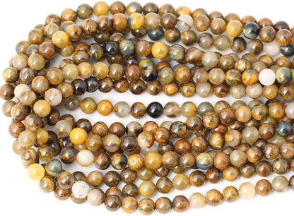 60PCS 6mm Natural Yellow Lemon Jade Gemstone Round Loose Beads for Jewelry Making DIY Findings 1 Strand 15"