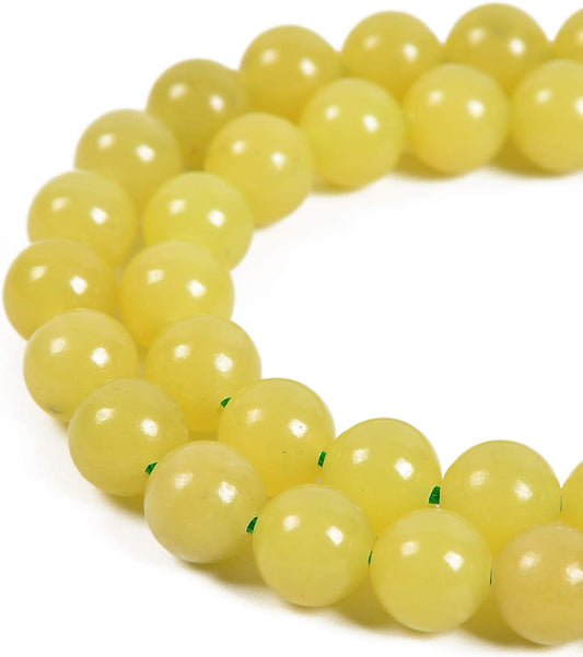 90pcs 4mm Natural Yellow Jade Gemstone Round Spacer Loose Stone Beads for Jewelry Making 15.5" 1 Strand (Yellow Jade, 4mm 90Beads)
