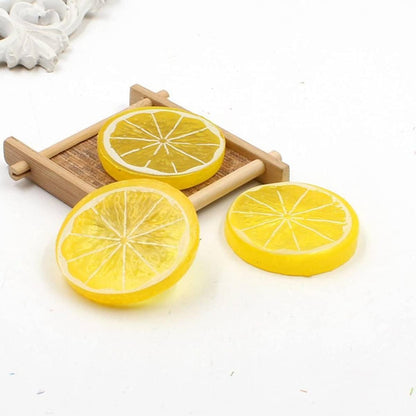30 Pieces Plastic Simulation Lemon Slices Artificial Fruit Mini Small Model Party Kitchen Wedding Decoration Slices Decorative Fake Fruit (Yellow)