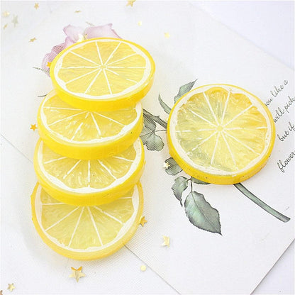30 Pieces Plastic Simulation Lemon Slices Artificial Fruit Mini Small Model Party Kitchen Wedding Decoration Slices Decorative Fake Fruit (Yellow)