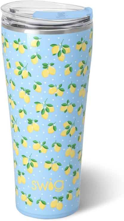 32oz Insulated Tumbler with Lid, Lemon Meringue | Triple Insulated Stainless Steel - Lid Included - Keeps Drinks Cold or Hot - Cup Holder Friendly - Dishwasher Safe