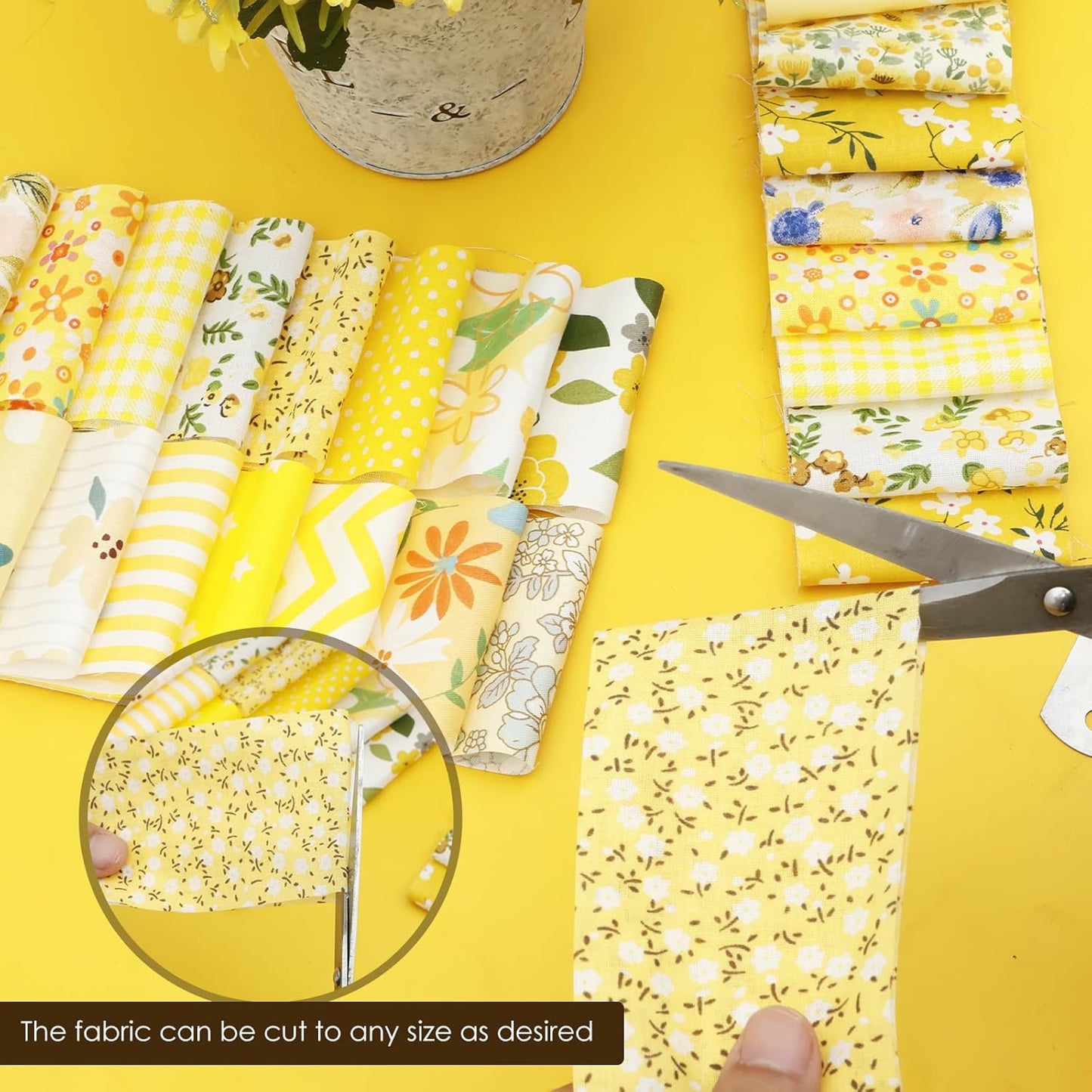 80Pcs Jelly Roll Fabric Strips for Quilting, 2.5" x 20" Pre Cut Strips, Printed Cotton Fabric Bundles, Fine Cloth Quilts Strip, Floral Patchwork Craft Sewing Supplies for DIY (Yellow)