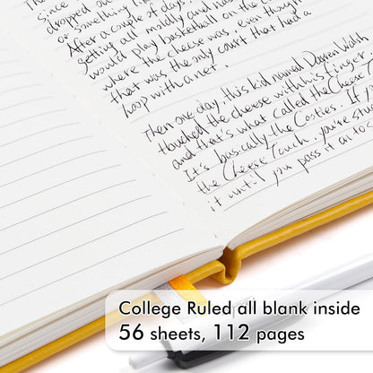 6 Pack Pocket Mini Notebooks Bulk, Small Cute Memo Notepads Hardcover College Ruled Lined Journals with Pen Holder for School Business Work, with 6 Black Pens, 3.5”x 5.5”, A6, Yellow