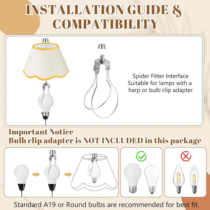 9.4'' Bottom x 5.9'' High x 5.1'' Top Set of 2 Beige Lamp Shade with Petal Edge, Fabric Chandelier Scalloped Lampshade, for Floor Wall Lamps Table Bedroom Living Room(Yellow Edge)