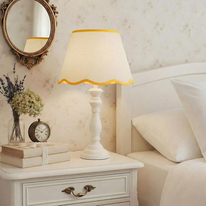 9.4'' Bottom x 5.9'' High x 5.1'' Top Set of 2 Beige Lamp Shade with Petal Edge, Fabric Chandelier Scalloped Lampshade, for Floor Wall Lamps Table Bedroom Living Room(Yellow Edge)