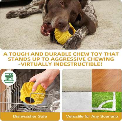Dog Chew Toy for Aggressive Chewers, Freezable Lick Treat Dispenser, Stuffable Lick Toy, Interactive Enrichment, Long Lasting Puzzle Boredom Buster for Medium & Large Dogs - Yellow Starfish
