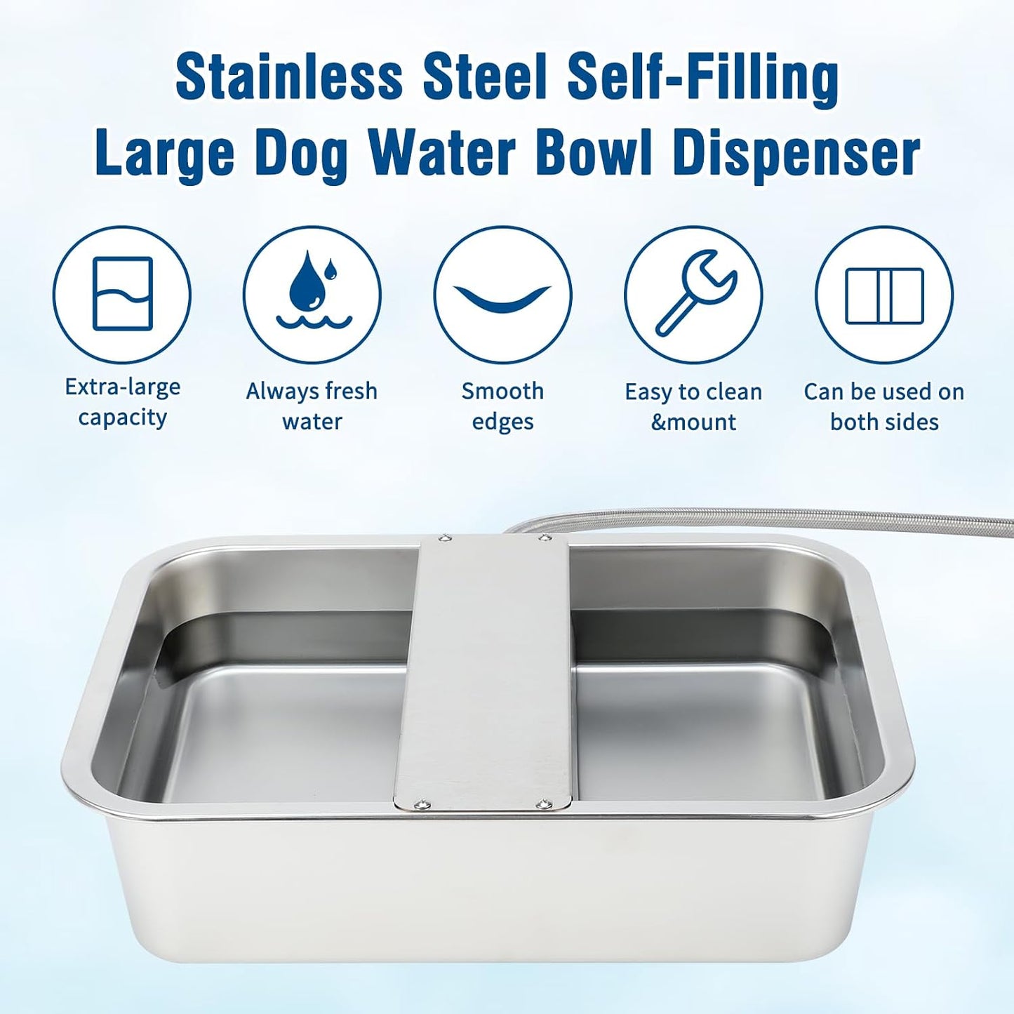 BWOGUE 3 Gal Automatic Dog Water Dispenser, Stainless Steel Bowl for Dogs | Automatic Dog Water Bowl Dispenser, Float Valve Control, Outdoor Use, Easy to Mount & Clean, Large Dogs, Cats, Chickens
