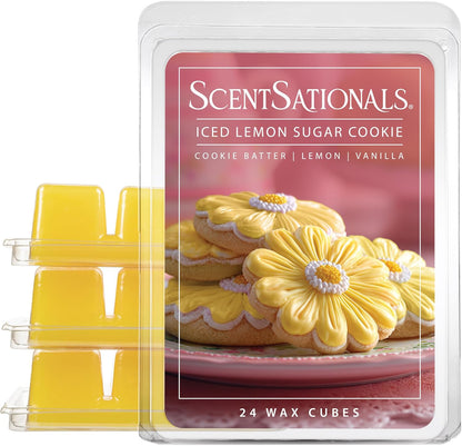 Iced Lemon Sugar Cookies Scented Wax Melts 10oz (24 Cubes) | Cookie Batter, Lemon, & Vanilla Long Lasting Fragrance Melts for Scented Wax Warmers