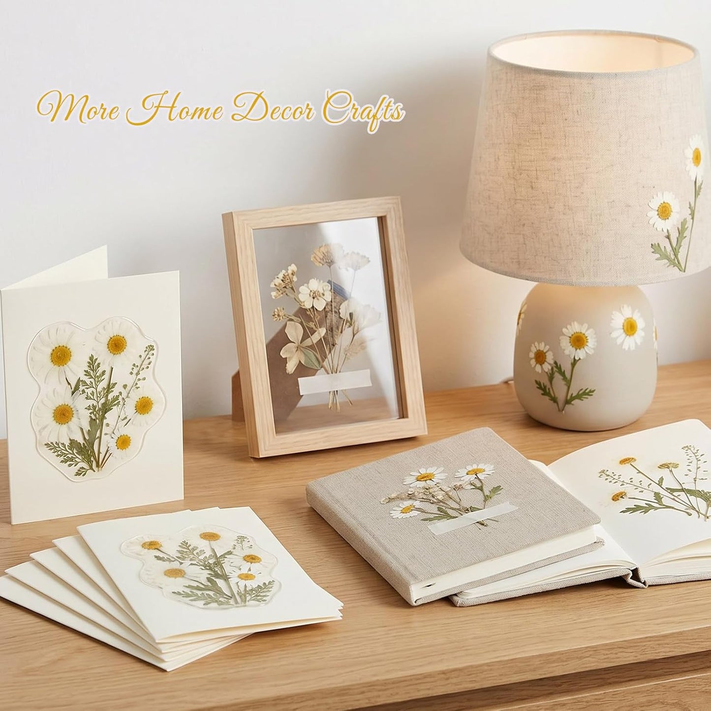 48 Pcs Natural Dried Pressed Daisy Flowers for Cake Decorating, Birthday Party Favors, Real Dry Daisies for Cupcakes, Resin Jewelry Making, DIY Art Crafts(Daisy)