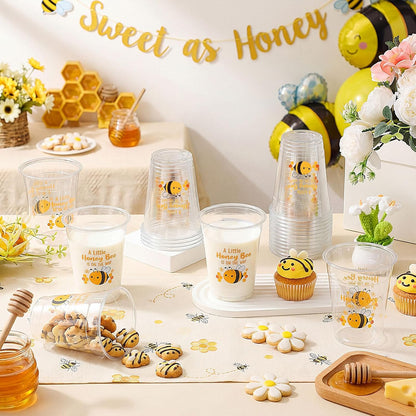 50 Pcs 12oz Bee Baby Shower Party Plastic Cups A Little Honey Bee Is on the Way Disposable Clear Cups for Summer Baby Shower Gender Reveal Supplies Decorations(Yellow)