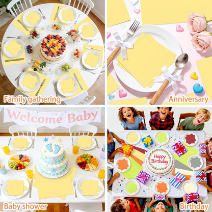 100 pcs 2-Ply Yellow Cocktail Napkins Folded 5 x 5 inch Disposable Paper Dessert Napkins for Dinner Birthday Wedding Thanksgiving Party Picnic Yellow Beverage Napkin